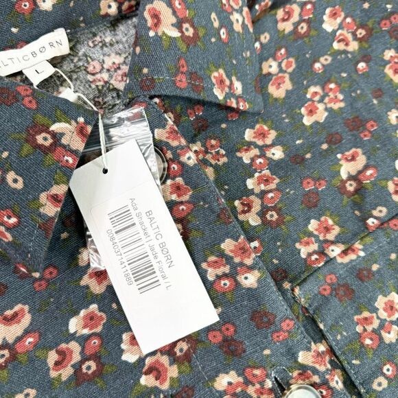 Baltic Born Button Up Shirt Shacket Womens Large Floral Long Sleeves collar new - Picture 3 of 11